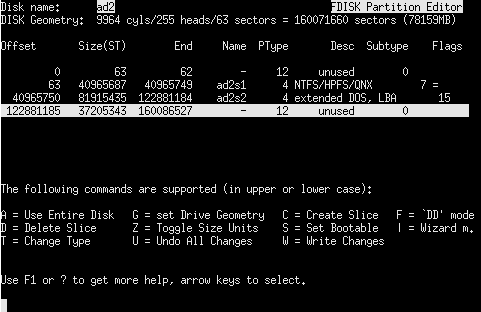 freebsd install 2 fdisk